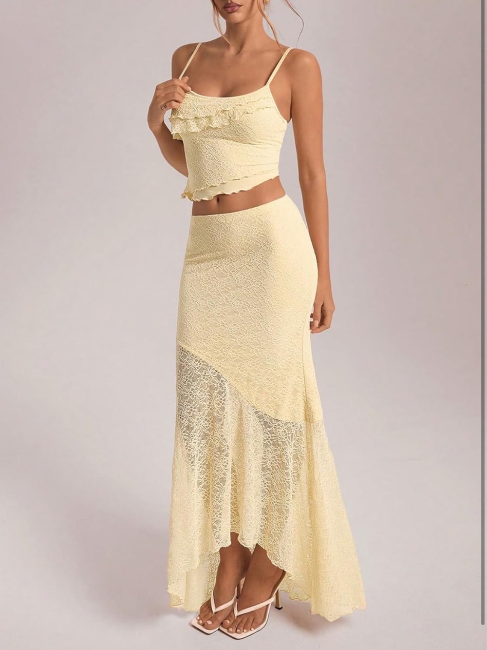 Lace Maxi Skirt in Pale Yellow- NEW WITH TAGS